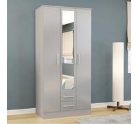 Lynx Combi Wardrobe - 3 Door - 2 Drawer - Grey Gloss