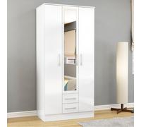 Lynx Combi Wardrobe - 3 Door - 2 Drawer - White Gloss