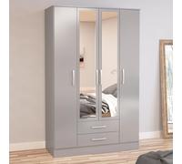 Lynx Combi Wardrobe - 4 Door 2 Drawer - Grey Gloss