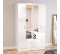 Lynx Combi Wardrobe - 4 Door 2 Drawer - White Gloss