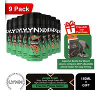 Lynx Deodorant Multi Pack 9x150ml Mens Anti Perspirant + Free Car Phone Holder