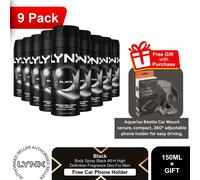 Lynx Deodorant Multi Pack 9x150ml Mens Anti Perspirant + Free Car Phone Holder