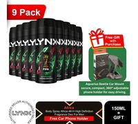 Lynx Deodorant Multi Pack 9x150ml Mens Anti Perspirant + Free Car Phone Holder