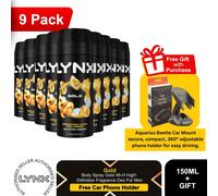 Lynx Deodorant Multi Pack 9x150ml Mens Anti Perspirant + Free Car Phone Holder