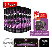 Lynx Deodorant Multi Pack 9x200ml Mens Anti Perspirant + Free Car Phone Holder