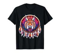 Lynx Dreamcatcher Floral Spiritual Boho Style Art T-Shirt