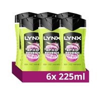 Lynx Epic Fresh 3-in-1 Body Wash Hair, Face and Body Cleanser shower gel with a grapefruit & tropical pineapple scent for an all day fresh & clean feel 6x 225 ml