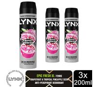 Lynx Epic Fresh Grapefruit & Tropical Pineapple Scent Antiperspirant Deodorant Spray 200ml