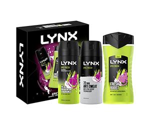 LYNX Epic Fresh Trio bodywash, body spray & anti-perspirant, 3 piece Gift Set him, perfect for his daily routine