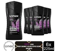Lynx Excite 12-H Refreshing Fragrance Shower Gel Body Wash for Men, 6x225ml