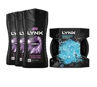 Lynx Men's Excite Fragrance Bodywash 225ml, 3 Pack with Manwasher ShowerTool in Black