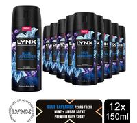 Lynx Fine Fragrance Blue Lavender Body Spray 150ml 12 Pack Mens Deodorant