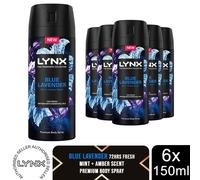 Lynx Fine Fragrance Blue Lavender Body Spray 150ml 6 Pack Mens Deodorant
