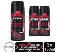 Lynx Fine Fragrance Cherry Spritz Body Spray 150ml 3 Pack Mens Deodorant 72H