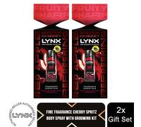 Lynx Fine Fragrance Cherry Spritz Essentials Gift Set with a Cherry Spritz body spray and Grooming Kit perfect for any occasion 1 piece