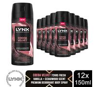 Lynx Fine Fragrance Cocoa Velvet Body Spray 150ml 12 Pack Mens Deodorant