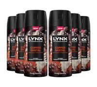 Lynx Fine Fragrance Collection 72 Hour Fresh, Odour and Sweat Protection Premium Deodorant Body Spray Infused with Essential Oil for Men 150 ml, 6 Pack (Copper Santal)