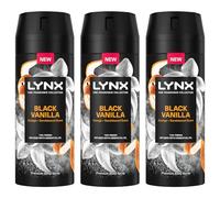 Lynx Fine Fragrance Collection 72 Hour Fresh, Odour and Sweat Protection Premium Deodorant Body Spray Infused with Essential Oil for Men 150 ml, 3 Pack (Black Vanilla)