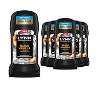 Lynx Fine Fragrance Collection Stick Deodorant for Men Black Vanilla, Pack of 6, 72 Hours Odour Protection Aluminium-Free Premium Deodorant Stick Infused with Essential Oils, 50 ml