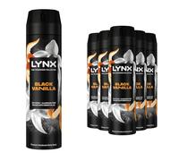 Lynx Fine Fragrance Collection Black Vanilla Premium Body Spray 200ml, 6 Pack - 72H Odour Protection Deodorant Aerosol, Infused with Essential Oils & Long-lasting Scents