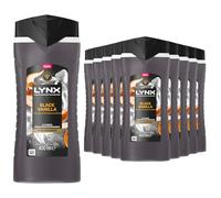 Lynx Fine Fragrance Collection Body Wash for Men Black Vanilla, Pack of 12, Premium Shower Gel Infused with Essential Oils That Gives You 12 Hours of Freshness, 400 ml