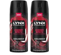 Lynx Fine Fragrance Collection Cherry Spritz Premium Body Spray Men's Deodorant infused with a cherry, red apple & amber scent for 72 hours of freshness 150 ml (Pack of 2)