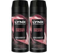 Lynx Fine Fragrance Collection Cocoa Velvet Premium Body Spray Men's Deodorant infused with a cocoa, vanilla & cedarwood scent for 72 hours of freshness 150 ml (Pack of 2)