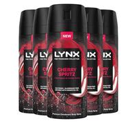 Lynx Fine Fragrance Collection Deodorant for Men Cherry Spritz, Pack of 5, 72 hours of Freshness Aluminium-Free Premium Body Spray with 2x Odour-Busting Technology, 150 ml