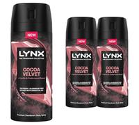 Lynx Fine Fragrance Collection Deodorant for Men Cocoa Velvet, Pack of 3, 72 hours of Freshness Aluminium-Free Premium Body Spray with 2x Odour-Busting Technology, 150 ml