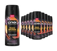 Lynx Fine Fragrance Collection Deodorant for Men Peach Infusion, Pack of 12, 72 hours of Freshness Aluminium-Free Premium Body Spray with 2x Odour-Busting Technology, 150 ml