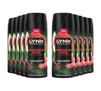 Lynx Fine Fragrance Collection Deodorant for Men Watermelon Freeze, Pack of 10, 72 hours of Freshness Aluminium-Free Premium Body Spray with 2x Odour-Busting Technology, 150 ml