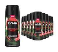 Lynx Fine Fragrance Collection Deodorant for Men Watermelon Freeze, Pack of 12, 72 hours of Freshness Aluminium-Free Premium Body Spray with 2x Odour-Busting Technology, 150 ml