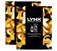 Lynx Fine Fragrance Duo Collection Black Vanilla 72Hrs Body Spray 150 ml and Body Wash 300 ml with Orange & Sandalwood Scent 2 Pieces Gift Set for Him,2pk