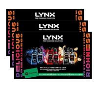 Lynx Fine Fragrance Edit Gift Set for Men, 3 Pack- Includes 3 Premium Body Wash and Spray Duos Cherry Spritz, Blue Lavender, Black Vanilla Plus Spotify Premium Bonus