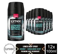 Lynx Fine Fragrance Lower Body Spray Coconut Sandalwood 100ml 12 Pack Mens 72H