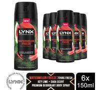 Lynx Fine Fragrance Watermelon Freeze Body Spray 150ml 6 Pack Mens Deodorant