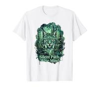 Lynx Forest Silent Path Wise Mind Wildlife Nature Value Graphic T-Shirt, Men, White, M