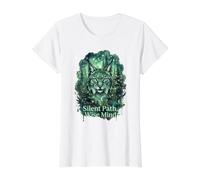 Lynx Forest Silent Path Wise Mind Wildlife Nature Value Graphic T-Shirt, Women, White, S