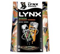 Lynx Africa & Sunset Fresh Gift Set with a body spray, a body wash and Socks perfect gifts for him 2 piece