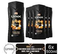 Lynx Gold 12H Refreshing Fragrance Shower Gel Bodywash, 6x 500ml