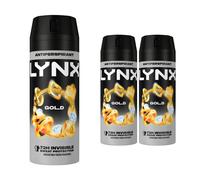 Lynx Gold 72 HRS Anti Sweat Anti-Perspirant Body Spray for Men, 3x150ml