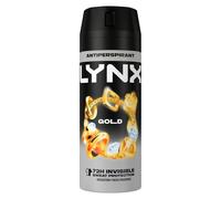 Lynx Gold Anti-Perspirant Aerosol Men's Deodorant Spray with ProScent technology and an oud wood & fresh vanilla scent for 72 hours protection against odour and wetness 6x 150 ml