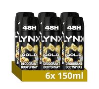 Lynx Gold Bodyspray 48 hours of odour-busting zinc tech oud wood & fresh vanilla deodorant 6x 150 ml