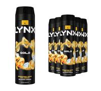 Lynx Gold Aerosol Body Spray Men's Deodorant Spray with an oud wood & fresh vanilla scent for 48 hours of odour busting, high defnition fragrance 6x 200 ml