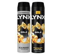 Lynx Gold Body Spray & Antiperspirant for Men 2 Pack Bundle of 200ml.Oud Wood & Dark Vanilla Scent with 48H Sweat & Odour Protection for Long-Lasting Freshness