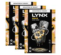 Lynx Gold Duo Gift Set for Him, 3 Pack- Oud Wood and Vanilla Scent, Full-Size Body Wash and Deodorant Spray, 48H Freshness with Zinc Technology, Aluminium Free Grooming Gift for Men
