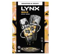 Lynx Gold Duo Gift Set for Him, Oud Wood and Vanilla Scent, Full-Size Body Wash and Deodorant Spray, 48H Freshness with Zinc Technology, Aluminium Free Grooming Gift for Men in Gift-Ready Packaging