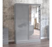 Lynx Grey Gloss 2 Door Sliding Mirror Wardrobe