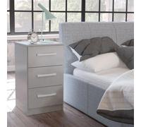 Lynx Grey Gloss 3 Drawer Bedside Cabinet