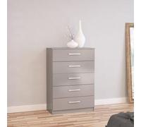 Lynx Grey Gloss 5 Drawer Chest